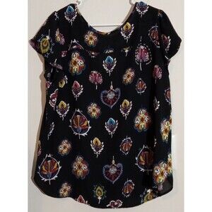 LOFT OUTLET FLORAL MOD RUFFLE SLEEVE-ROUND NECK BLOUSE LARGE, WORN ONCE, NICE